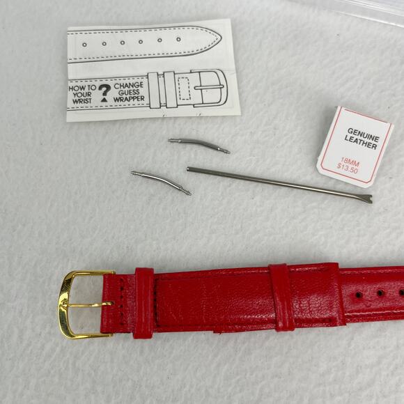 Vintage GUESS Leather Watch Band Strap Replacement Red 18MM New - Picture 9 of 12